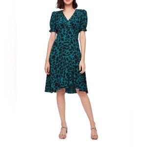 NWOT DIANE VON FURSTENBERG  Alexis Giraffe-Print Crepe Dress - Green Size 0